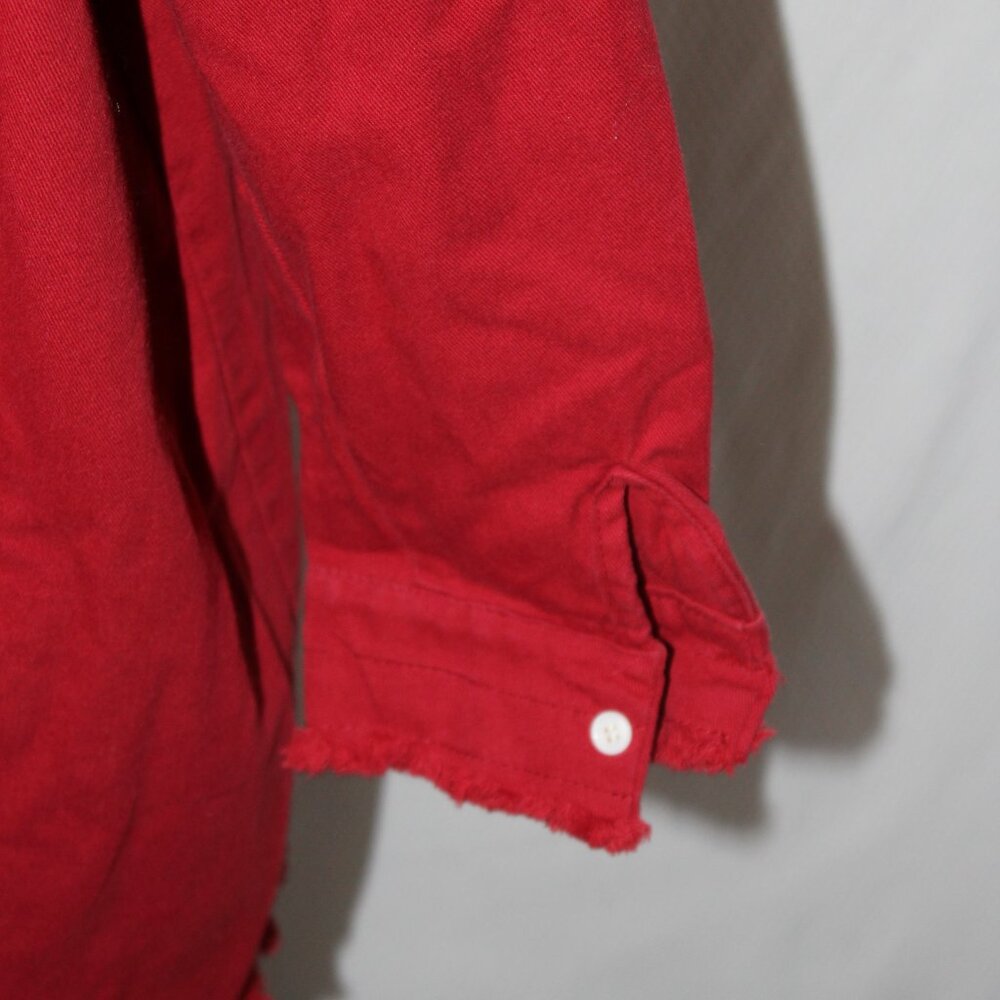 SALE! ZILCREMO Denim Shirt Dress Long Sleeve Button Down Casual RED XL NWT's - Picture 6 of 16